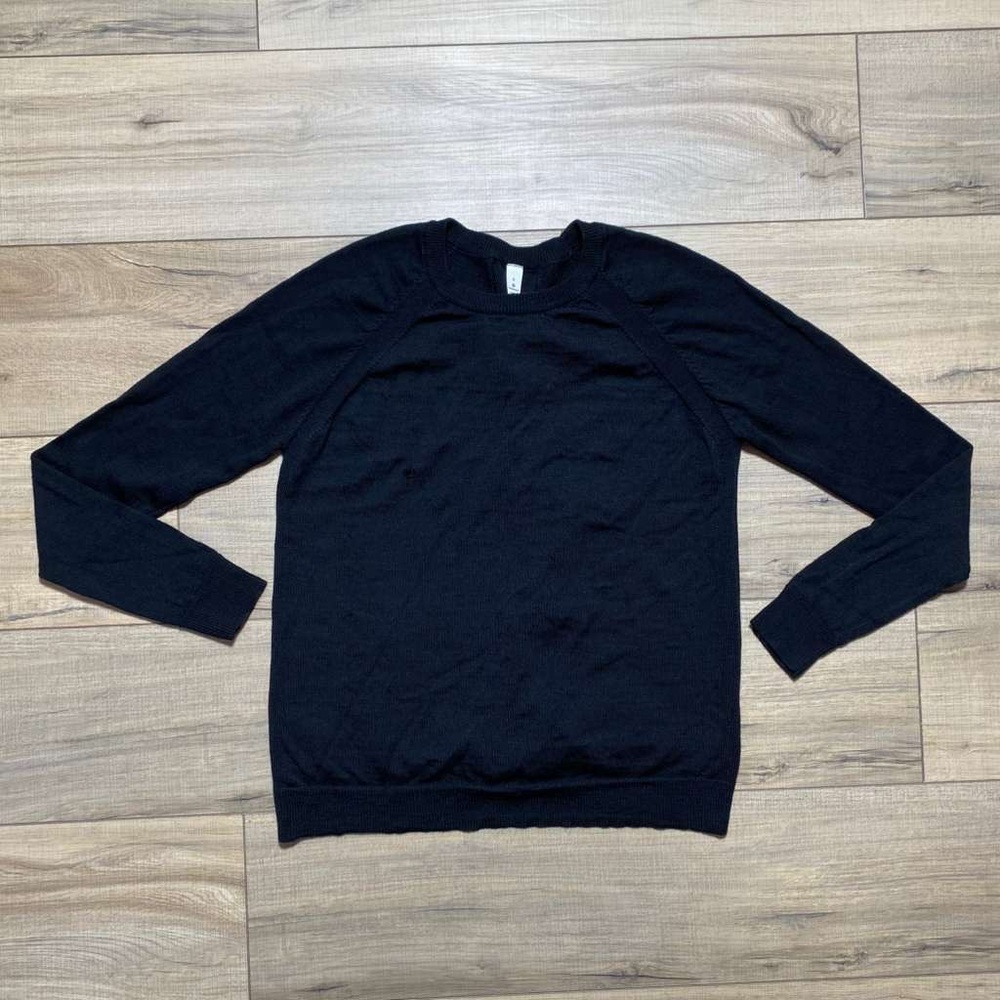 Lululemon Womens Merino Wool Tied To You‎ Lace-Up Sweater Size 6 Black
